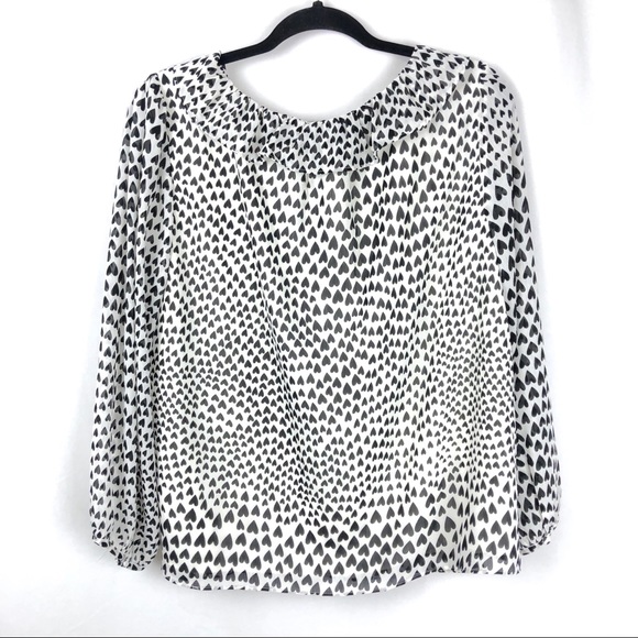 NWT J.Crew Ruffle-trim V-neck blouse Heart Pattern - Picture 7 of 9